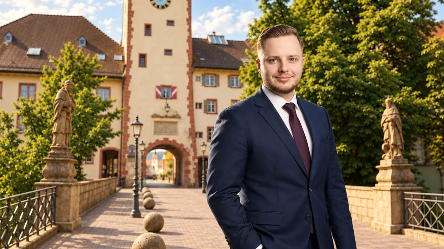 Tobias Jabs vor dem Torturm in Waldshut